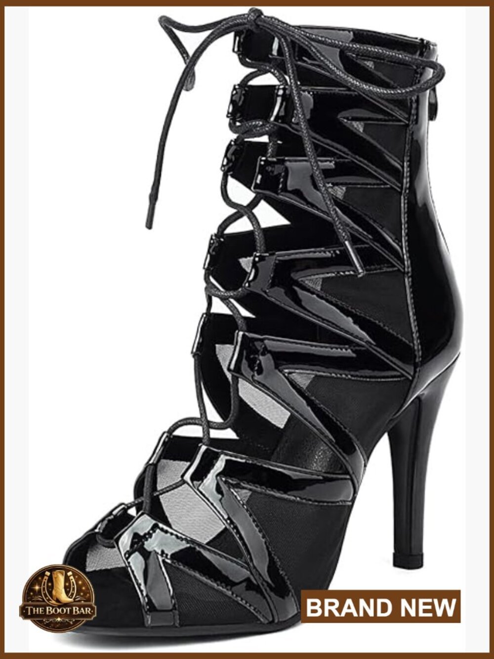 Lace Up Open Toe Latin Salsa Dance Boots Professional Performance Dancing Boots